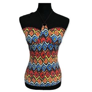 NWT Moontide Aztec Frill Bandeau Tankini Top Size 8